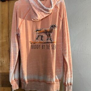 Buddy by the Sea Distressed Hoodie | Orange Marled | Size L